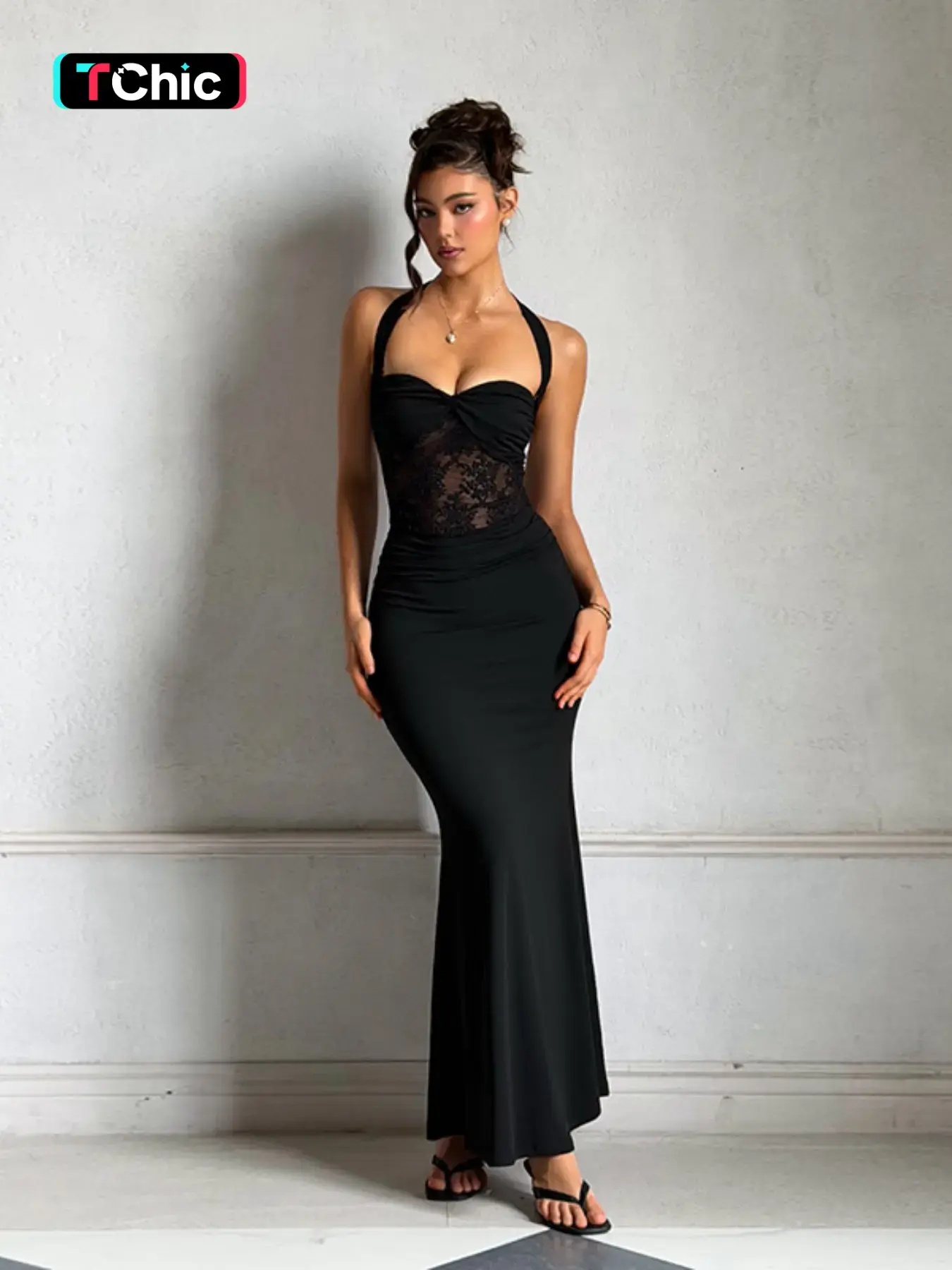 Strapless Sleeveless Lace Dress, Sexy Slim-Fitting Plain Pattern Dress, Elegant Formal Evening Wear, Perfect for Special Occasions, Chic and Alluring Design, Style