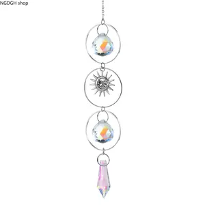 Crystal Sun Catcher, Amethyst Suncatchers Hanging Wind Chime, Handmade Rainbow Maker Indoor Outdoor Decor for Window Bedroom Courtyard Garden,  Perfect for Garden, Patio, and Room Aesthetics