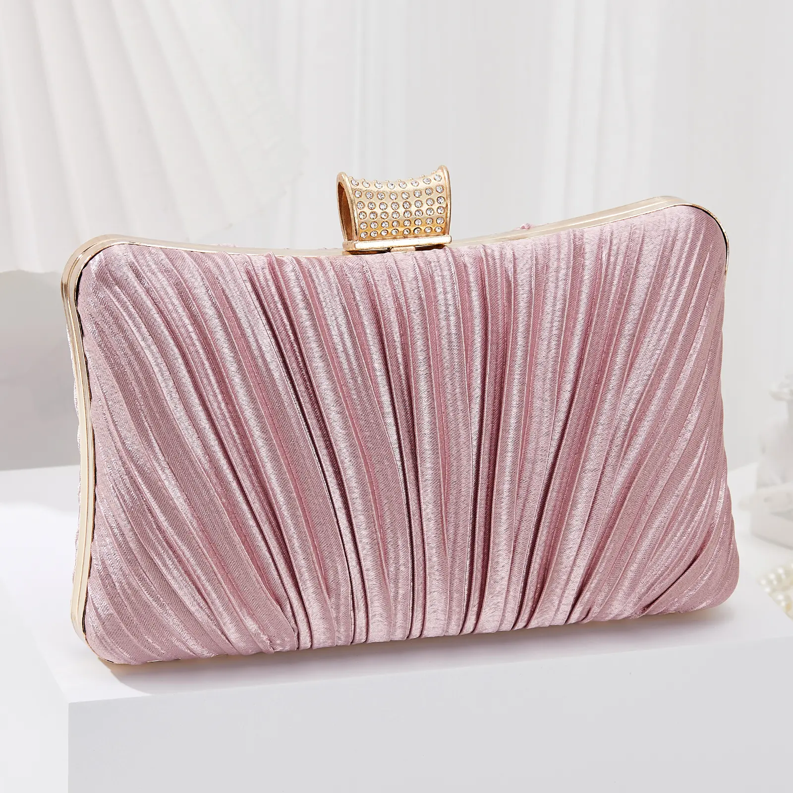 Satin Elegant Women's Evening Clutch Purse With Rhinestones Diamond Buckle Formal Dinner Bag Handbag for Lady Wedding Clutch Bag Formal Evening Bag Perfect for Bridalmaid Handbag for Concert Wedding Banquet Prom Dinner Party Birthday Gift
