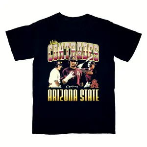 Ar1z0na Stat3 Vintage College Baseball Player Collage Tee New Contrades Graphic Retro Sports Shirt Streetwear Menswear & Underwear - Men's Tops - T-Shirts