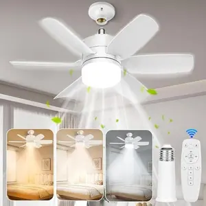 2-in-1 Socket Fan Light Ceiling Fans Lights Remote Control Dimmable LED Ceiling Fan New