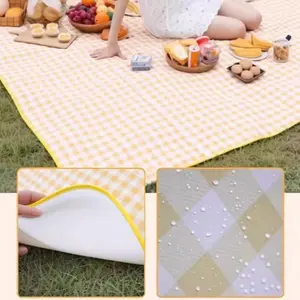 1pc 2m(78.74inch) *3m(118.11inch) Portable Picnic Mat Outdoor Blanket, Spring Camping Ground Pad, Checkered Camp Rug, Outdoor Picnic Accessories for Family Camping Hiking Beach and Park Trips