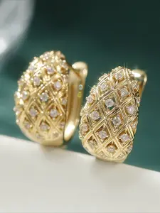 Elegant Hollow Out Copper Zircon Earrings for Women, Hoop Earrings, Chic Wedding Evening Jewelry, Stylish and Refinement Ear Rings, Statement Earrings