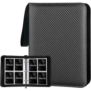 4 Pocket Card Binder, Premium Zip Trading Card Binder, 400 Double Sided Pocket PU Card Collection Binder, Collector Card Album, Card Folder for MTG, TCG, Sports Cards, Game Cards (Black)