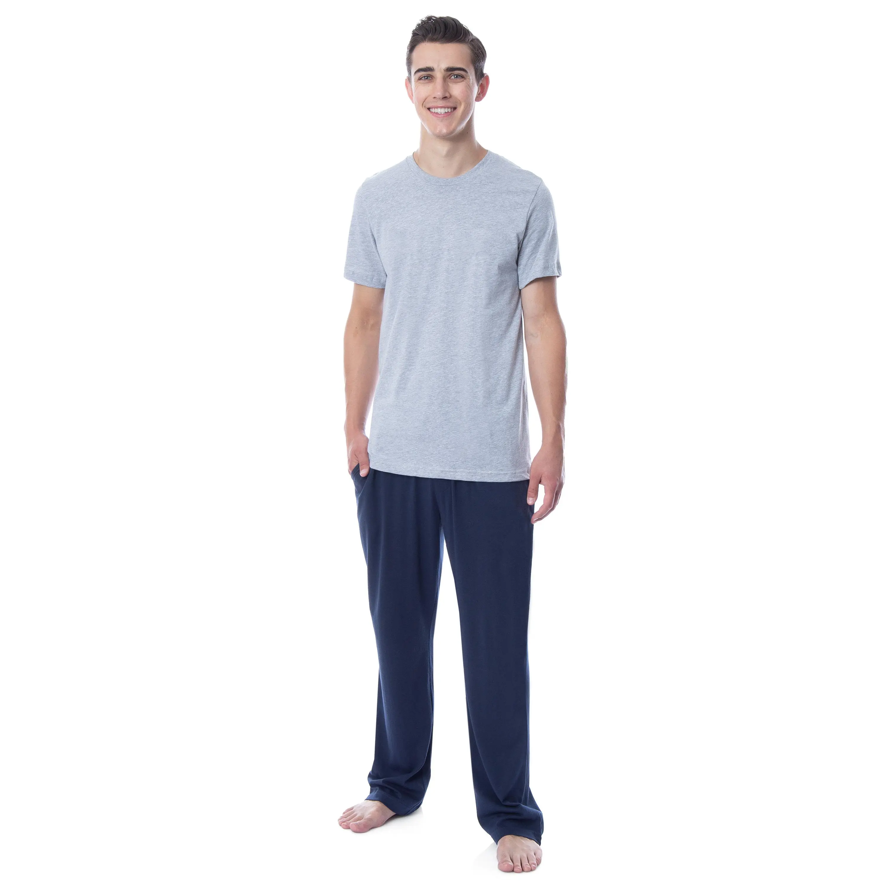 PJammy Men's Pajama Set, 2-Piece Jersey Knit Loungewear with a Soft T-Shirt and Comfy Cotton Polyester Stretch Pants with Pockets, Fabric, Menswear, Classic, Nightwear, Relaxed Fit