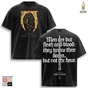 The Elder Scrolls IV Oblivion Graphic Tee, Oblivion Shirt, Elder Scrolls Shirt, Vintage Washed Oversized Tshirt, Soft Cotton Gaming Streetwear, Double Sided Menswear Top