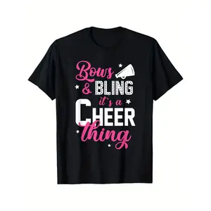 Bows & Bling It'S A Cheer Thing |   Cheerleading Cheerleader T-Shirt |   100% |   Soft Breathable Fabric |   Machine Washable |   Great Gifts for Boys And Girls (3-13Y)