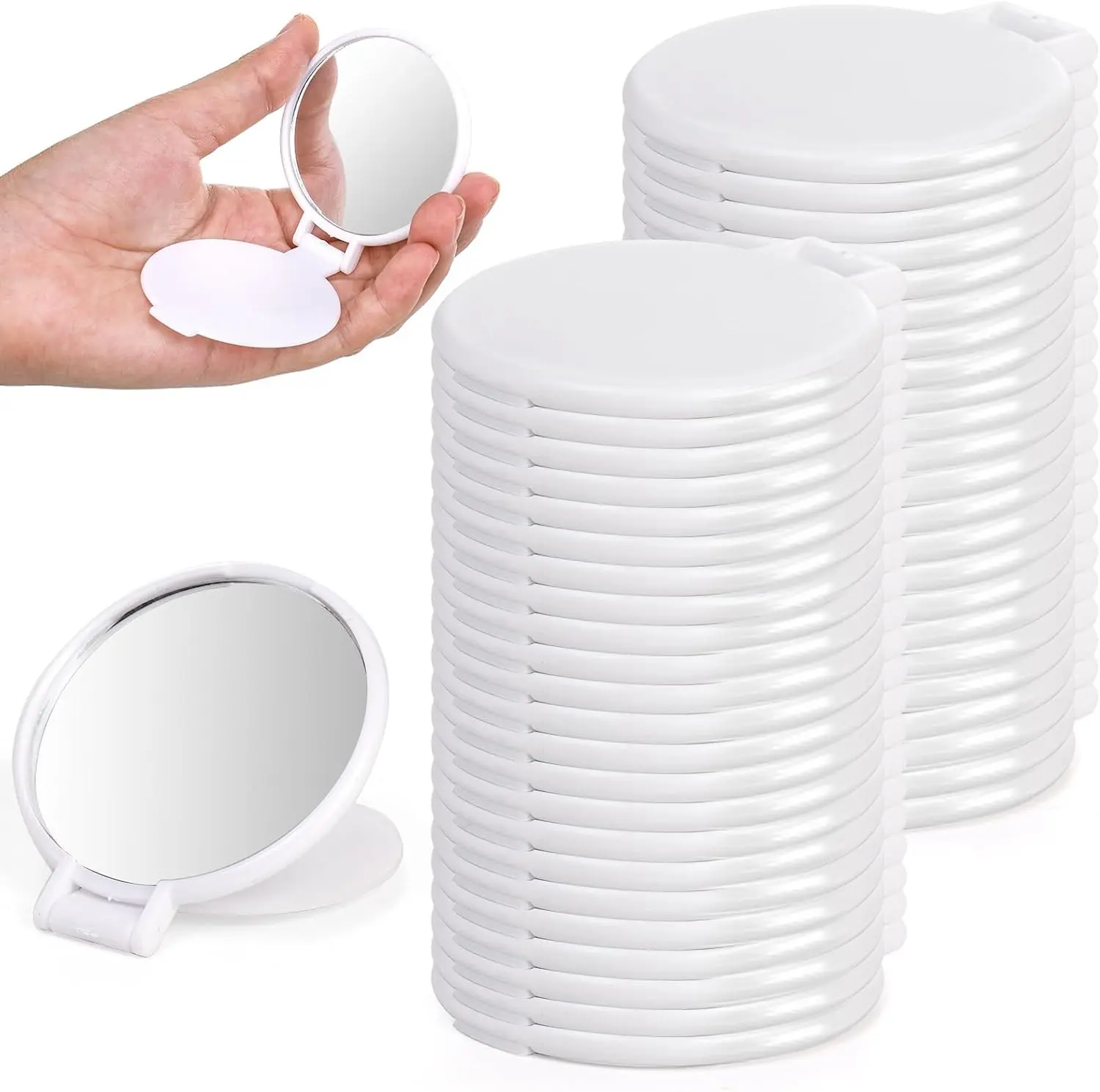 ZOOFOX 50 Pieces Compact Mirror Bulk, Round Makeup Mirror for Purse, Mini Folding Mirror for Women Girls Travel Daily Use