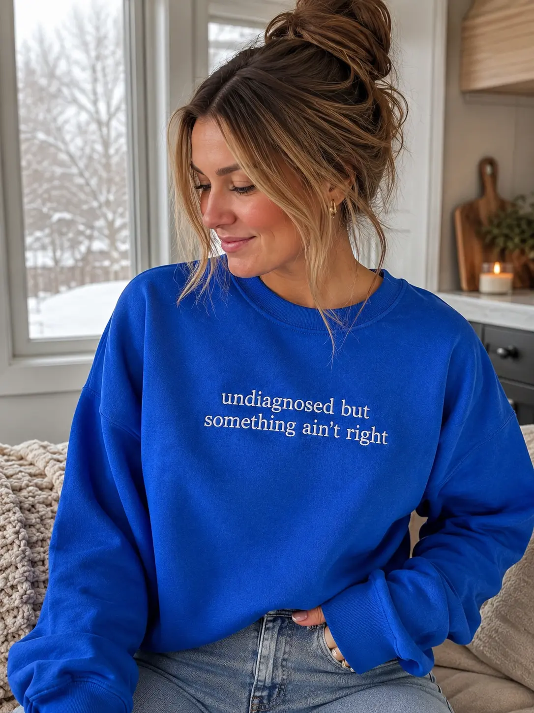Undiagnosed But Something Ain't Right Embroidered Sweatshirt, Mental Health Crewneck, Chronic Illness Sweatshirt