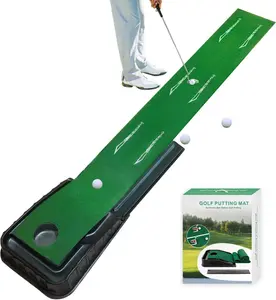 Putting Green Indoor Golf Putting Mat with Auto-Ball Return -Putter Alignment Guides at 3, 5 & 7 Feet - Mini Golf Practice Mat for Home or Office - Golf Gifts for Men