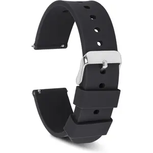 Silicone Watch Bands, Quick Release Waterproof Soft Rubber Replacement Straps with  Stainless Steel Buckle Smart Watch Straps Sport Watchbands Wrist Straps for Men Women