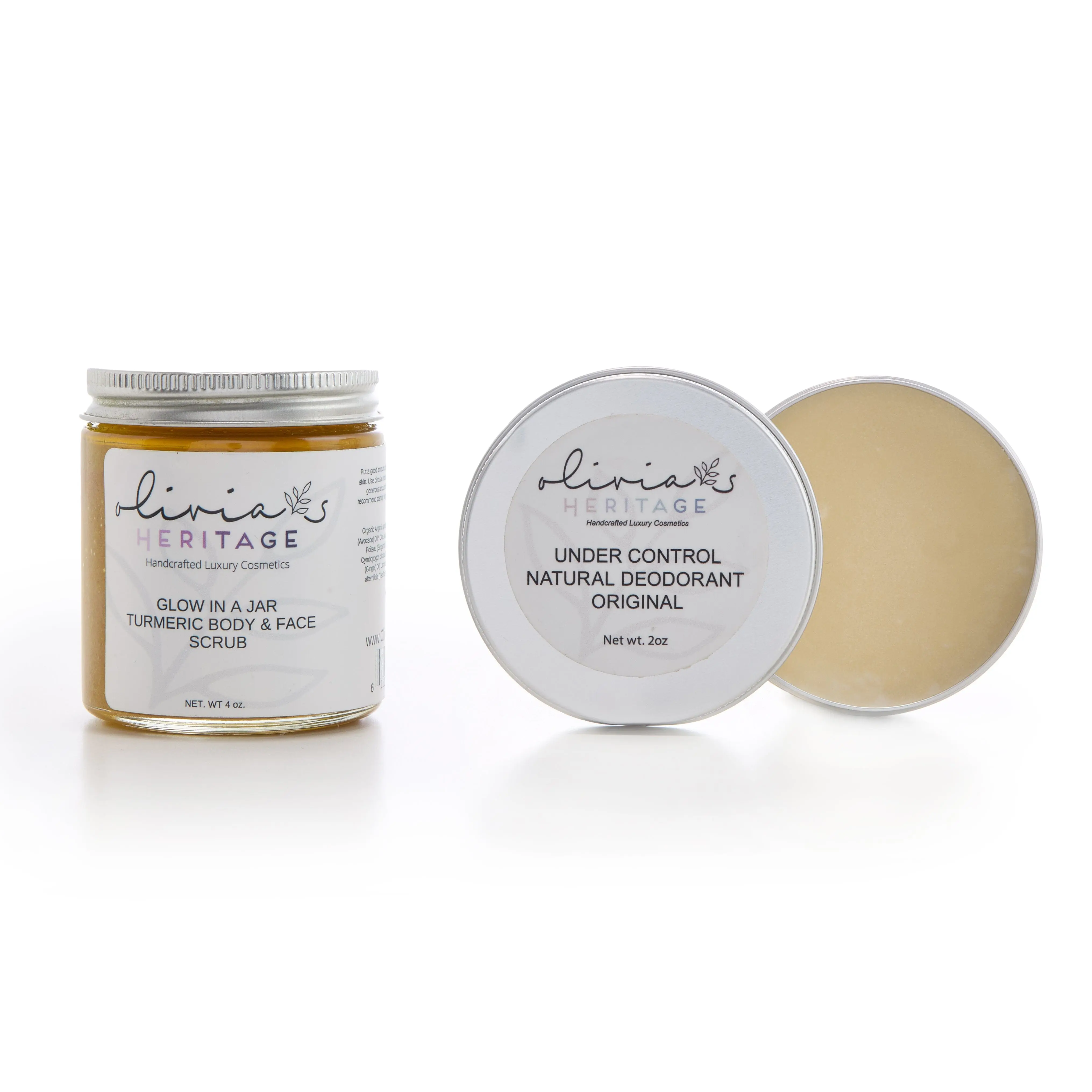 Olivia Heritage Brighten & Fresh Duo - Turmeric Scrub & Natural Deodorant for Smooth Underarms & Odor Control with Essential Oils