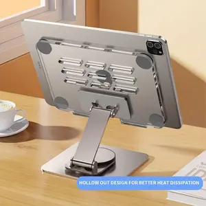 360 Rotating Acrylic Tablet Stand with Heavy Duty Metal Base, Universal Desktop Holder for iPad, Kindle & Cell Phones