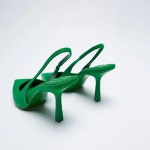 New35-42ZAHighHeelMulesPurplePointedToeElegantSingleShoesThinHeelSandalsforWomen