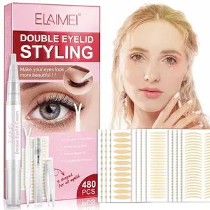 Elaimei Eyelid Sticker Set 480pcs, S/m/l Sizes, Waterproof Breathable, Includes Tweezers, Spray Nozzle, Y-Shape Fork, Eye Sticker Brush, Makeup