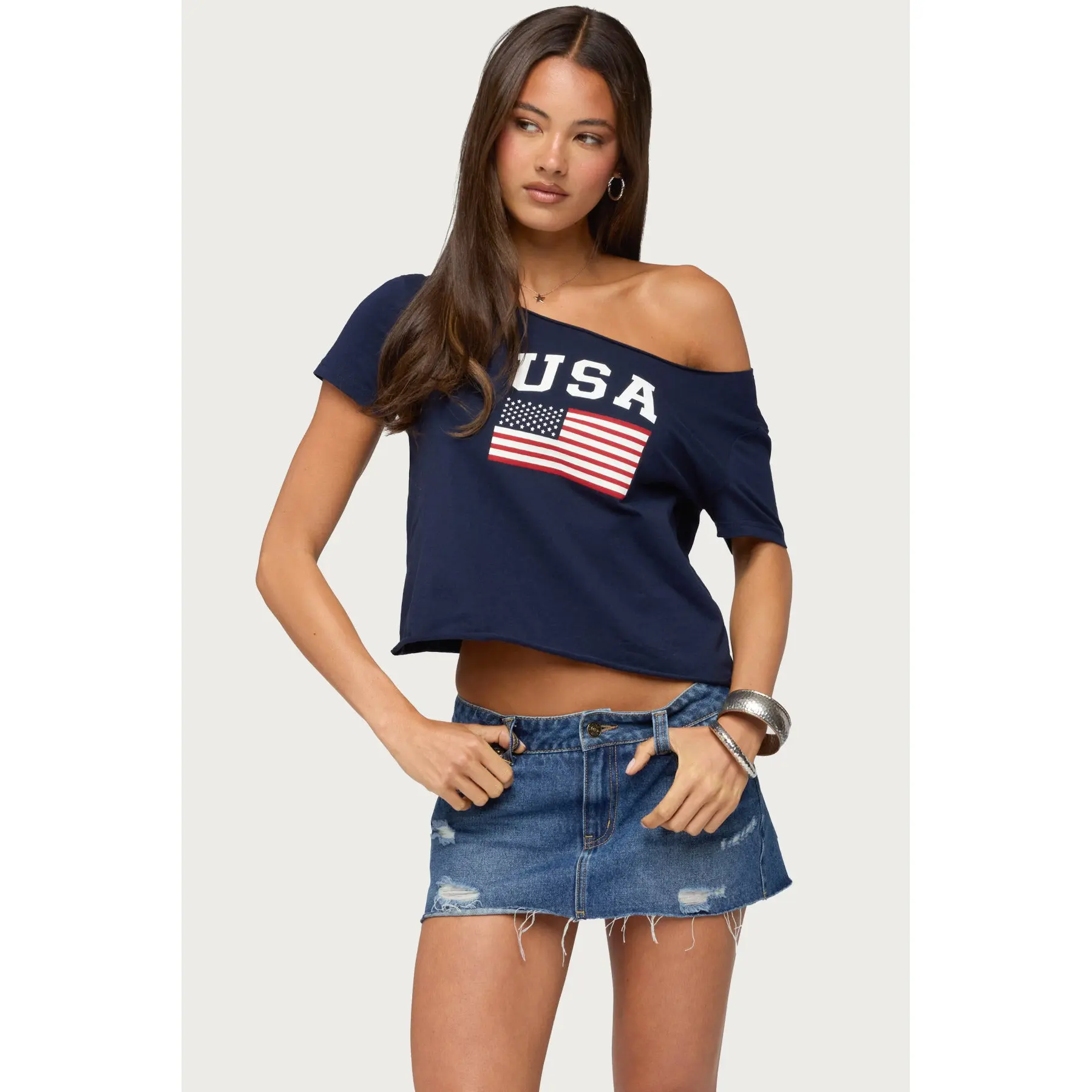 USA Babe Off Shoulder T Shirt
