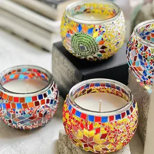Mosaic Art Scented Candles for Women 7 oz Aromatherapy Christmas Home Scented 36 Hour Soy Wax Birthday Gifts with Box 6 Scents British Cherry Laurel Rose in the Wind Lavender Ebony Lemon Citrus Jasmine Long Lasting