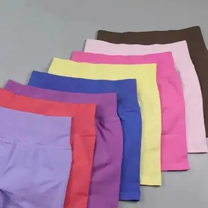 Women’s gym shorts, 4.5″ (with logo), seamless, high stretch, durable fabric, low ribbed waistband, subtle glute contour — athletic bottoms