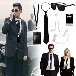6PCS MIB Agent Costume Accessories, Secret Service Costume Set Spy Costume Accessories for man, women, small boys and small girls for Cosplay