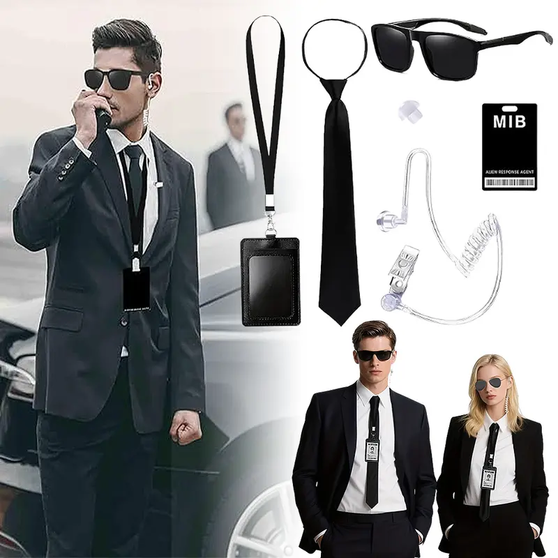 6PCS MIB Agent Costume Accessories, Secret Service Costume Set Spy Costume Accessories for man, women, small boys and small girls for Cosplay
