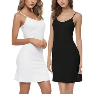 2-Pack Solid Color Spaghetti Strap Dresses, Women's Thin Strap Dress, Camisole Dress, Suitable For Layering Casual Wear