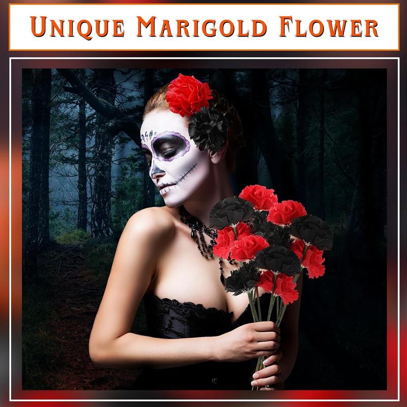 Day of The Dead Marigold Flower Halloween Flowers Bulk Artificial Dia De Los Muertos Decorations for Halloween Decor Party Floral