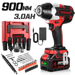 ONEVAN 1/2 inch Cordless Impact Wrench, High Torque 900N·m, Brushless Impact Gun With 2 x 3.0Ah Batteries, Powerful Tools For Heavy Duty, Car Rapir, Gift for Father's Day