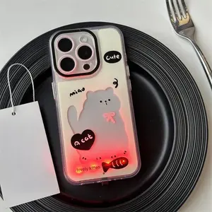 Vibrant LED Light-Up Phone Case for iPhone 11/12/13/14/15/16/17 Pro/Plus/Pro Max, Cute Cartoon Design, Unique Call Glow Feature, Durable Protection Cover Smartphone Cellphone Protective Casing Screen Protector
