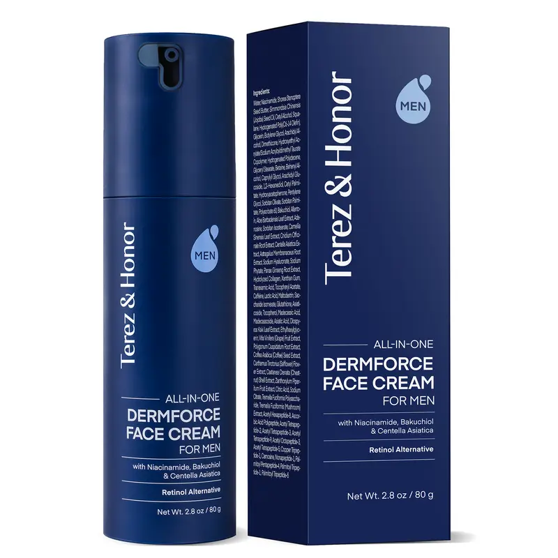 Terez & Honor Face Moisturizer Cream for Men: Korean 6-in-1 Anti-Aging Face Cream with Niacinamide & Bakuchiol - Reduces Wrinkles, Dark Spots & Eye Bags - Deep Hydration K-Beauty Skincare 2.8oz