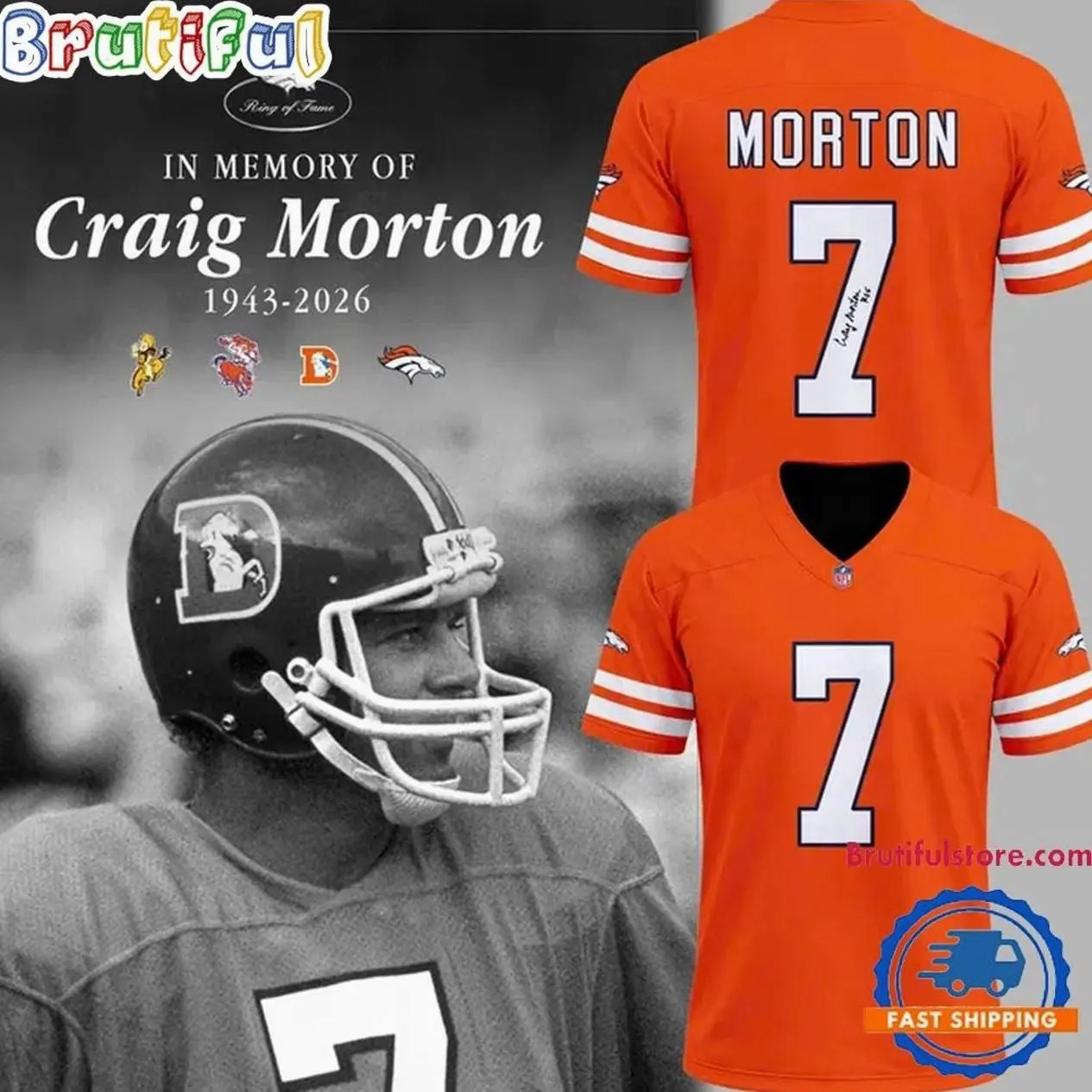 Denver Broncos Craig Morton Tribute Football Jersey XUF