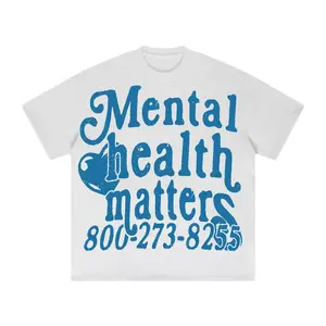 Vintage Mental Health Matters Graphics Cotton Short Sleeve T-Shirt