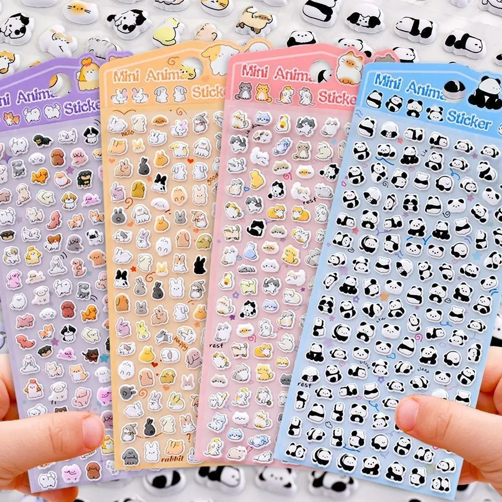 TOOUEE 4PCS 3D Hollow Animal Theme PVC Raised Cute Fun Stickers Embossed Plastic Puffy Decals for Gifts Birthday Christmas Halloween, Adhesive for Cute Scrapbooking Journaling DIY Crafts Decor Supplies