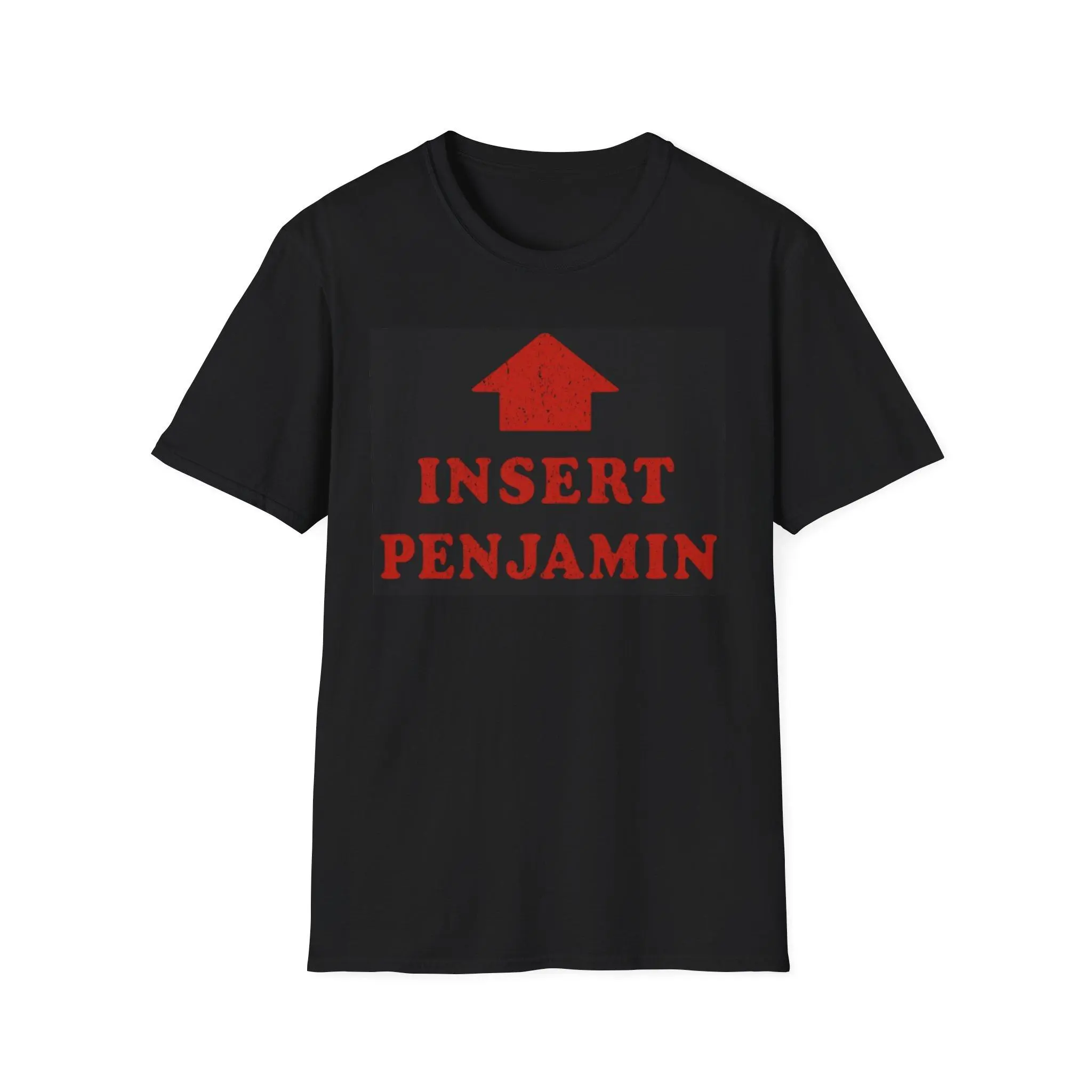 Insert Penjamin T-Shirt | Arrow Graphic Tee, Red Vintage Text
