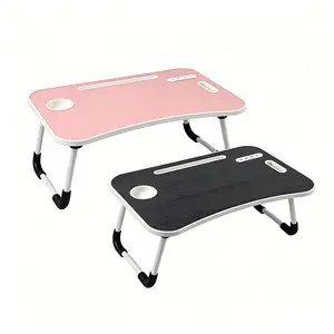 Foldable Laptop Table, Portable Lap Desk Bed Table Tray, Laptop Stand with Cup Holder & Tablet Slot & Lifting Handle for Working Writing Drawing & Eating