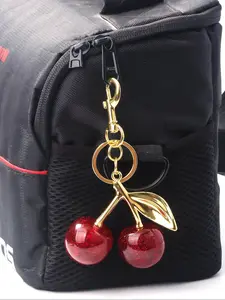 Shiny Cherry Pendant Charm, Cute Style Bag Accessory, Women's Adorable Keychain, Best Friend Gift, Perfect for Bags Decoration, Bag Charms