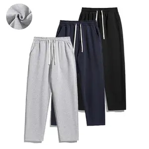 Men’s Regular Fit Solid Color Jogger Pants with Drawstring Waistband – Autumn/Winter Casual Pocket Design Long Trousers, Everyday Wear, 3-Pack Warmth