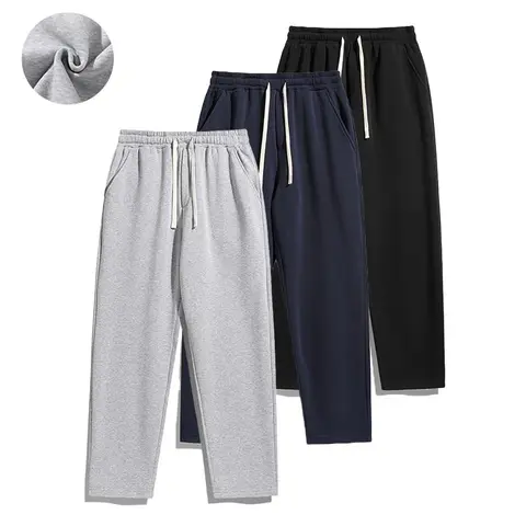 Men's 3-Pack Stylish Soft Regular Fit Stretch Joggers - Polyester Plain Slim-Fitting Sweatpants with Elastic Waistband, Drawstring, Pockets, Warm for Everyday Casual Fashion Wear
