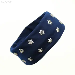 Y2K Grunge Star Eyelet Headband Elastic Fabric Wide Hairband Non Slip Punk Hair Accessory for Teen Girls Alt Aesthetic Outfits