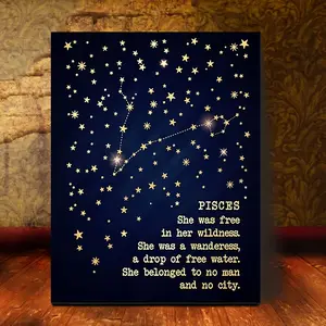 2D Flat, A Wrapped Canvas Wood Frame Letter Theme Painting, Quote Art, Motivational Creative Sayings, with Pisces Design, for Home Wall Decor, Restaurants, Cafes, Living Rooms, as Gift for Her, Family and Friends, Poetry and Literature Lovers