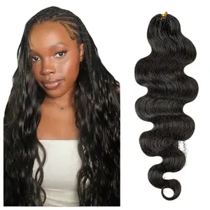 Lockbraids Knotless Pre-Separated Crochet Hair Human Hair Body Wave 14-22inch Natural Color for Smooth Styling & Easy Application