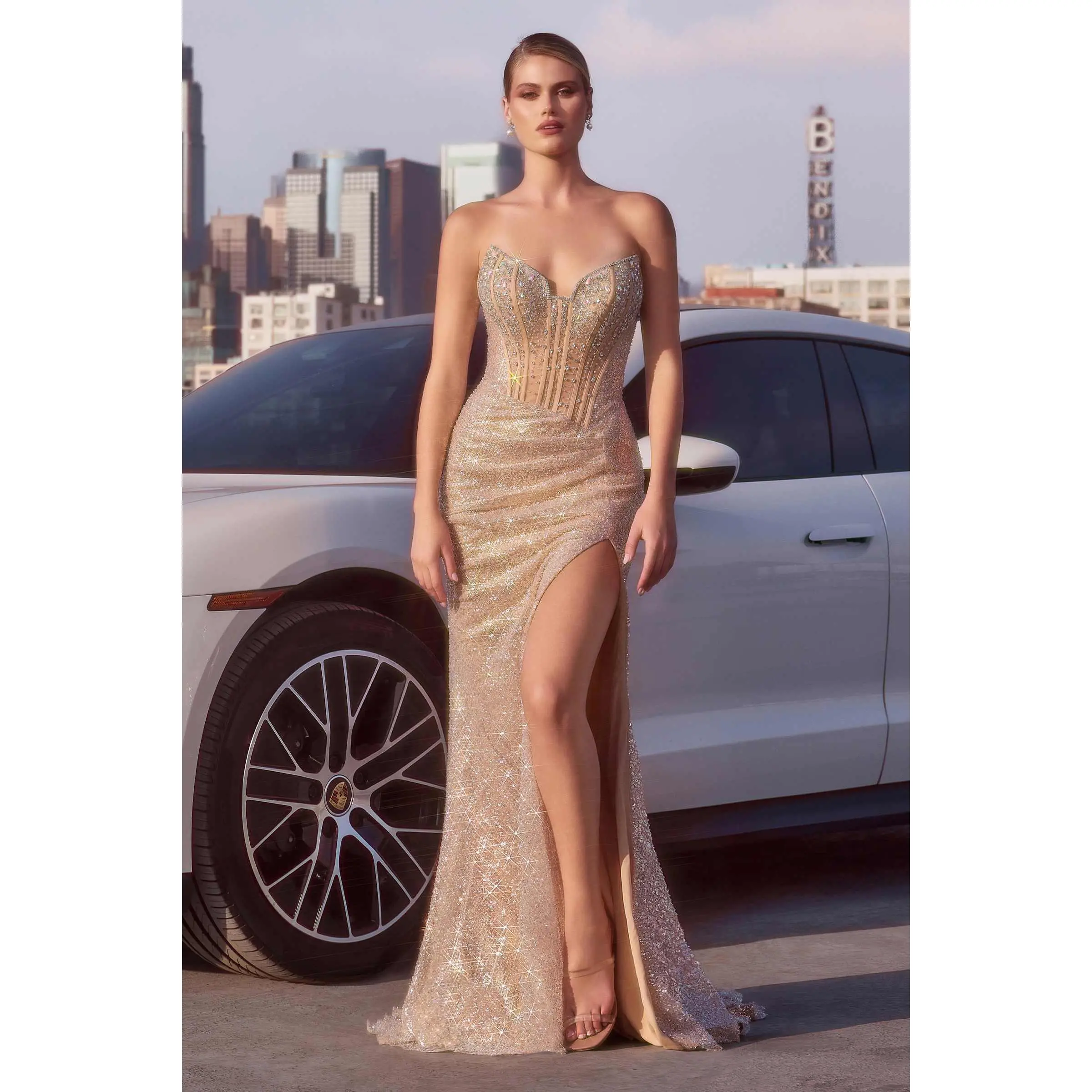 Ladivine J4055 Women's Elegance Sleeveless Strapless Sweetheart Neckline Lace-Up Fully Beaded Sequin Fitted Corset Prom Dress with Leg Slit, Formal Gown - TikTok Shop Ladivine J4055 Women's Elegance Sleeveless Strapless Sweetheart Neckline Lace-Up Fully Beaded Sequin Fitted Corset Prom Dress with Leg Slit, Formal Gown - TikTok Shop