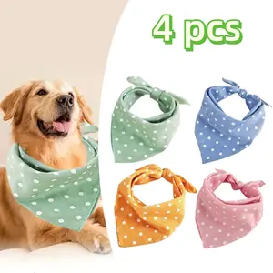 Pack Of 4 Pet Scarves, Pet Collars, Dog Collars, Headscarves, Pet Decorations, Cat and Dog Triangle Scarves, Dog Saliva Scarves, Easy to Wear, Suitable for Dogs and Cats, An Excellent Gift for Pet Enthusiasts