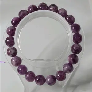 *Sale* Natural Purple Mica Lepidolite Crystal Bead Bracelet 8mm