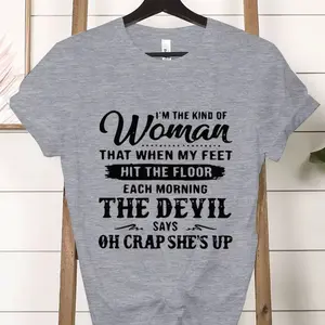 Devil Says She’s Up Funny Woman Graphic T-Shirt Sweatshirt Hoodie Unisex Sassy Humor Casual Fashion Tee SGQ