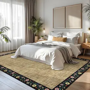Soft Floral Print Washable Runner Rug 2x6 Feet, Low-Pile Non-Slip Modern Carpet, Mark Resistant Thin Accent Mat for Hallway, Kitchen, Bedroom & Laundry Room