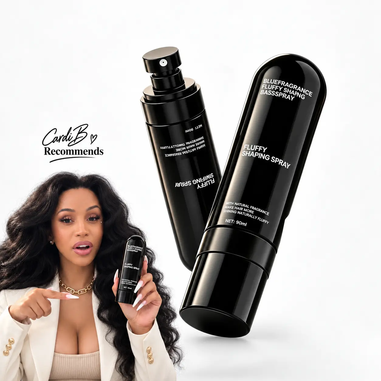 Peach-Scented Fluffy Hair Shaping Spray - 90ml Lightweight Haircare Mist for Unisex Fine Hair, Root Volume, Bouncy Texture & Flexible Hold