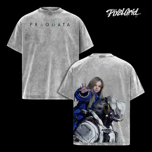 Pragmata Game Merch, Diana and Robot Companion Oversized Graphic Tee, Heavy Cotton Streetwear, Sci-Fi Gaming T-Shirt, Premium Urban Apparel, Futuristic Space Top, Loose Fit Shirt