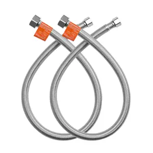 VEVOR Faucet Hose Connector, Summervibes,Summervibes, 24-Inch Length, 3/8 Inch Comp x 1/2 Inch FIP 2-Pack Braided Stainless Steel Faucet Supply Line, Faucet Hose Connects Kitchen Bathroom Sink to Water Supply, Certified Safe