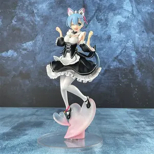 Zero Escape Anime Figurine Set, Rem Cat Ear Scene Handmade Model Kit, Collectible Boxed Figure for Fans, Perfect Gift for Enthusiasts, Anime Figures