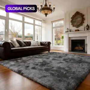 Modern Long Pile Polyester Fiber Rug, Rectangular Carpet for Living Room & Bedroom, Home Use, Soft Fluffy Rugs, Multiple Sizes Available #GLOBAL PICKS